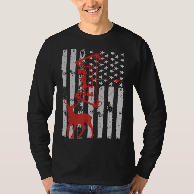 Camiseta Bow Hunting Deer Flag for Men Or Women Hunters (Frente)
