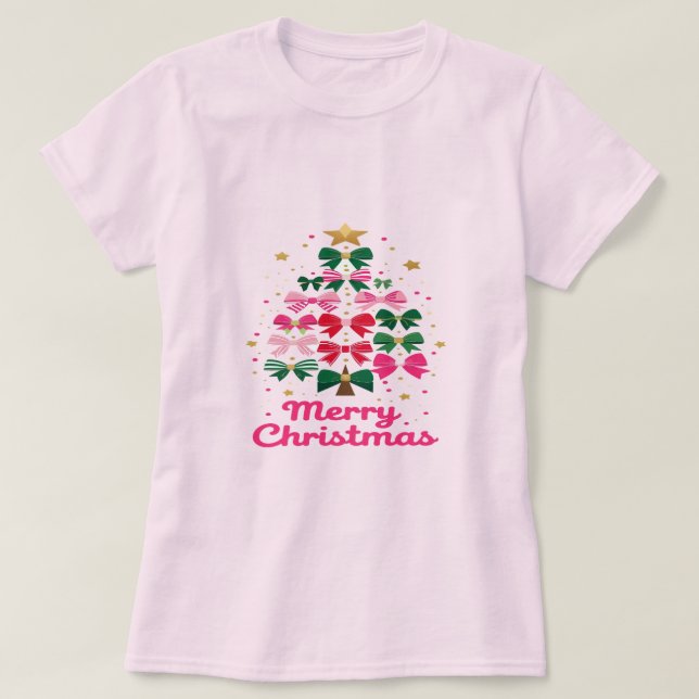 Camiseta Bow Tree – Merry Christmas in Style (Frente do Design)