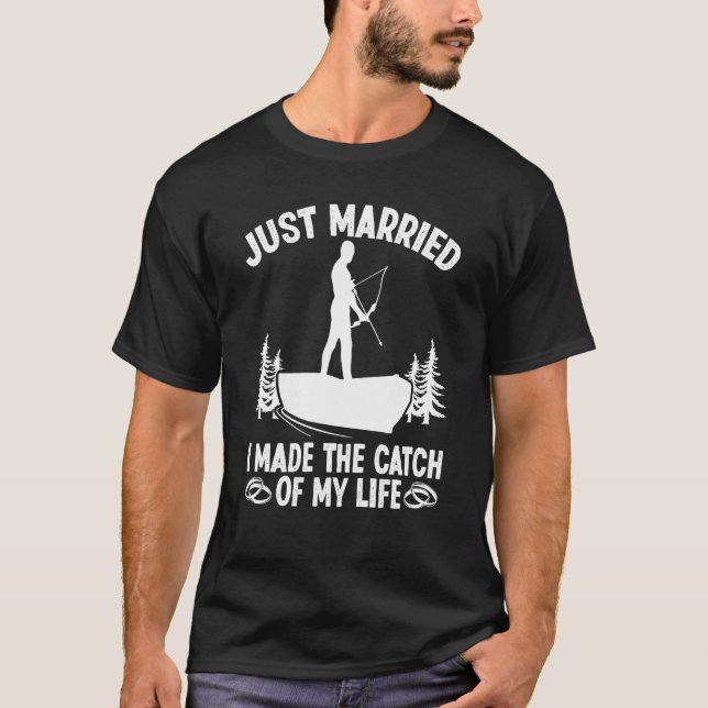 Camiseta Bowfisher Just Married Catch of Life Bowfishing Bo (Frente)
