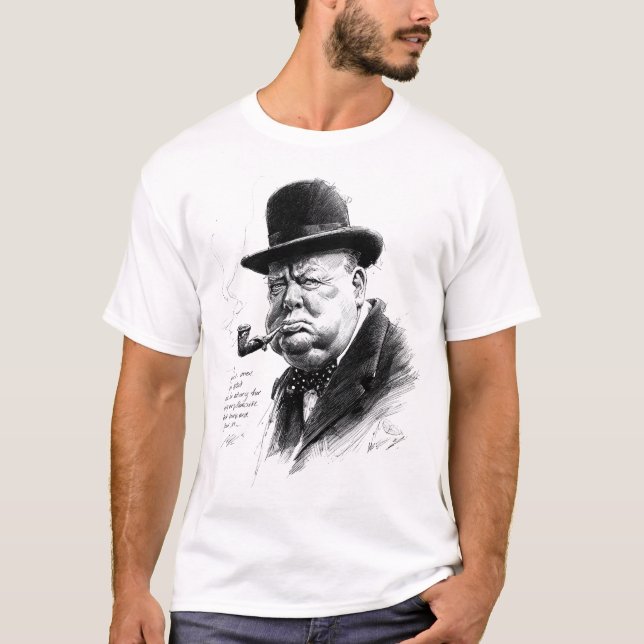 Camiseta Bowler Hat & Pipe – Ink Caricature Portrait (Frente)