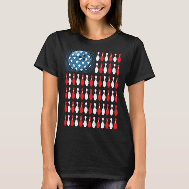 Camiseta Bowling America Flag  Bowling Players &  Costume (Frente)