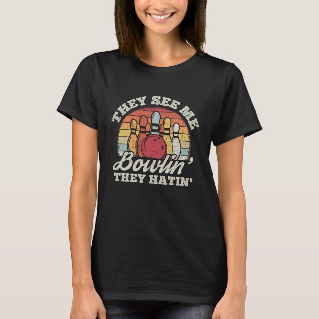 Camiseta Bowling Ball Pin Bowler Strike Bowling Team Bowlin (Frente)