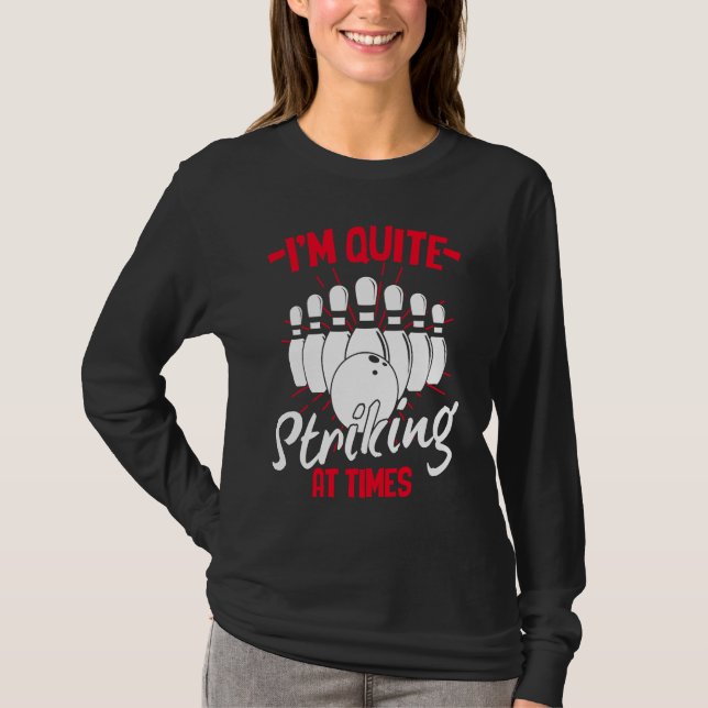Camiseta Bowling Ball Pin Bowler Strike Team Bowling Alley  (Frente)