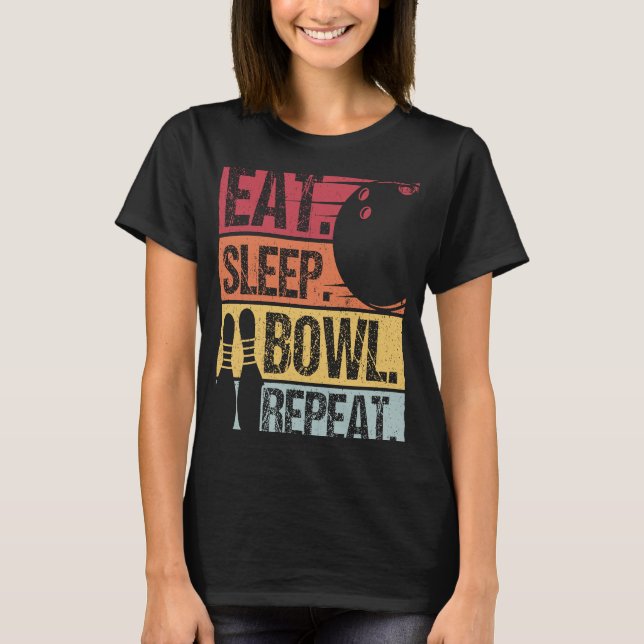 Camiseta Bowling Ball Pin Bowler Strike Team Bowling Alley  (Frente)