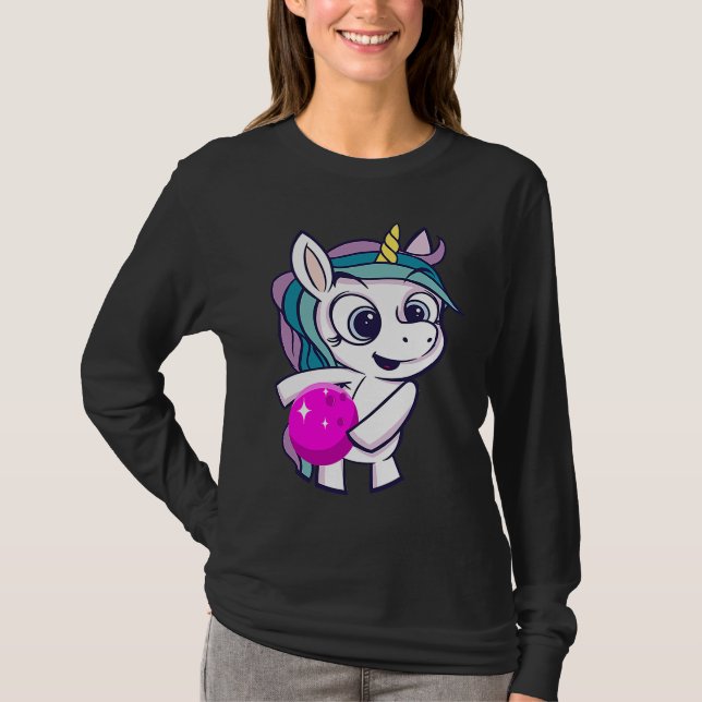 Camiseta Bowling Ball Unicorn Bowling Team Strike Bowler Bo (Frente)