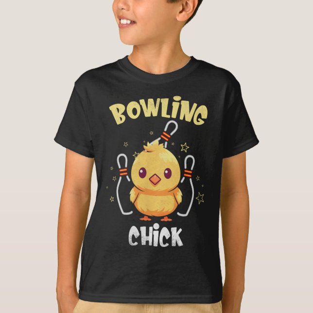 Camiseta Bowling Chick Funny Chicken Athlete Bowler Men Wom (Frente)