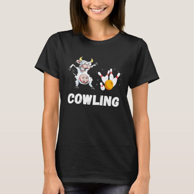Camiseta Bowling Cow Funny Bowling Bowler Strike Bowling Te (Frente)