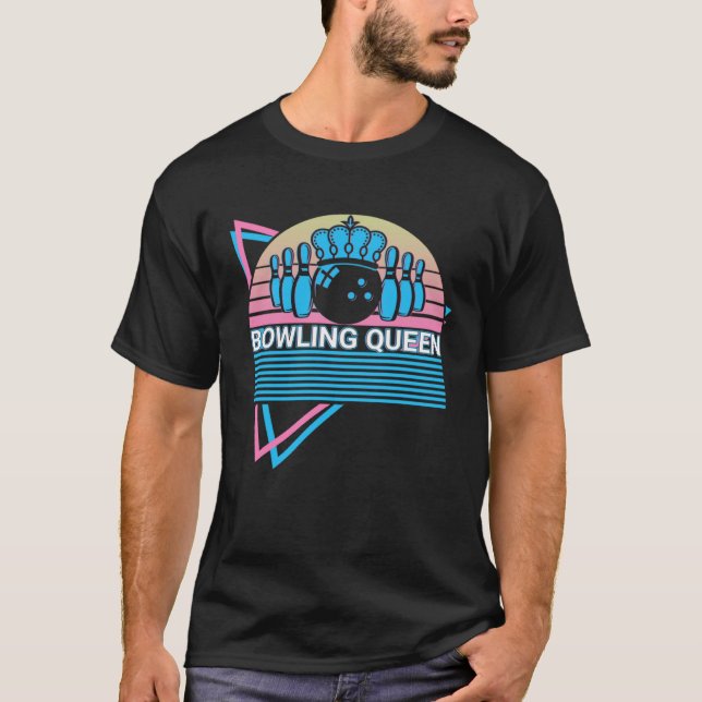 Camiseta Bowling Girl Bowler Retro Bowling Queen (Frente)