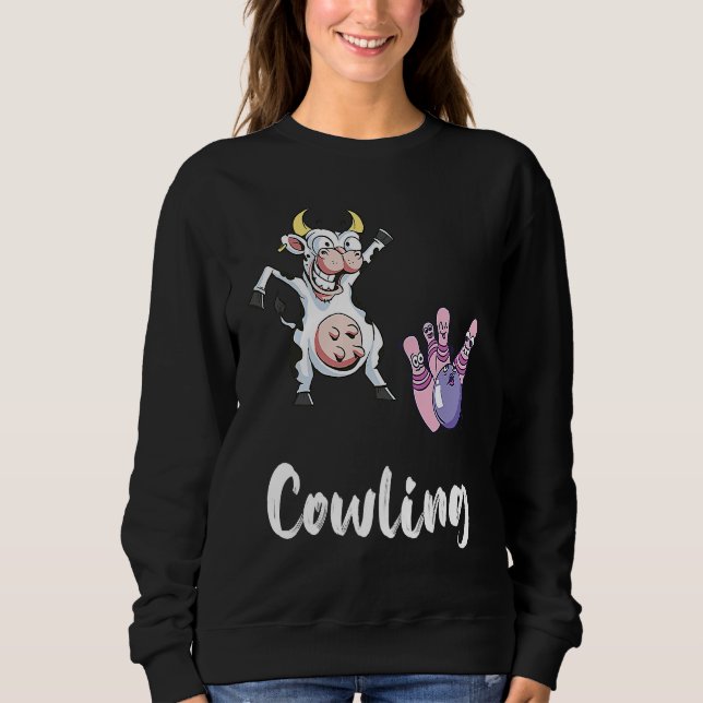Camiseta Bowling Pin Funny Bowling Bowler Cow Strike Bowlin (Frente)