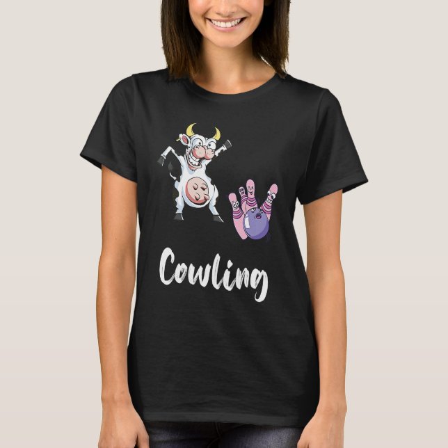 Camiseta Bowling Pin Funny Bowling Bowler Cow Strike Bowlin (Frente)