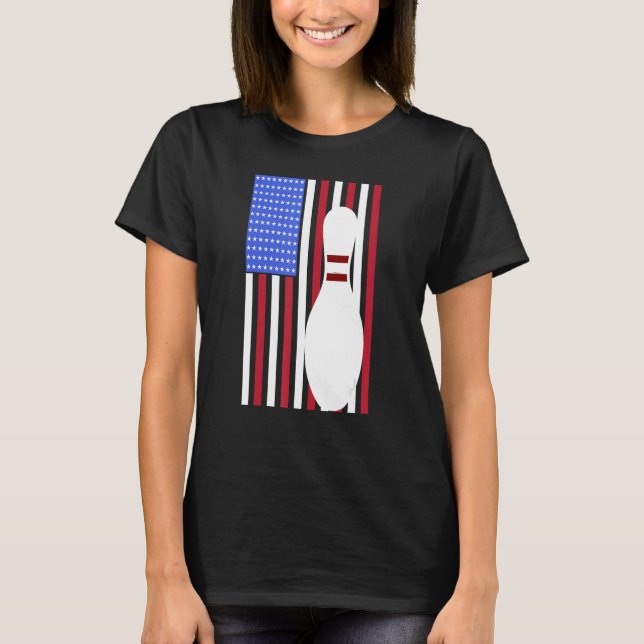 Camiseta Bowling Pin US Flag American Bowling Player Bowler (Frente)