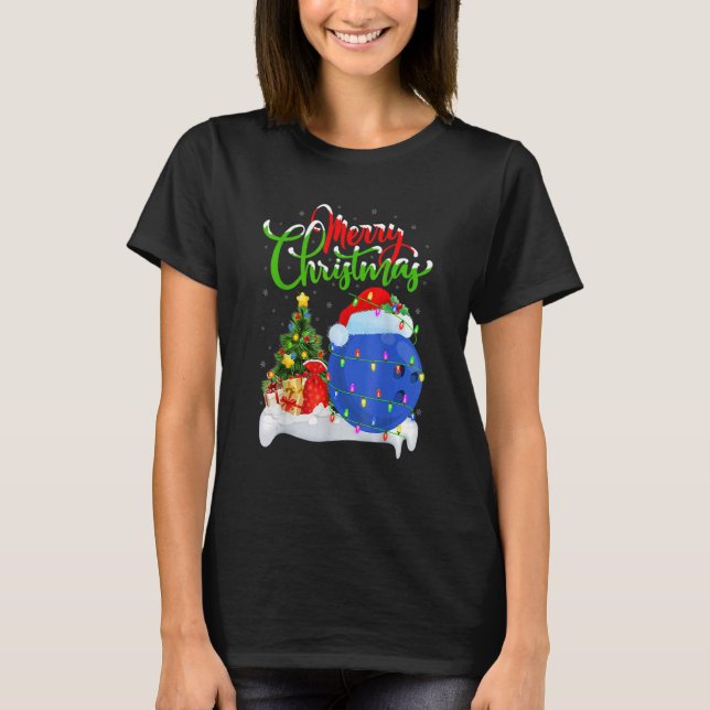 Camiseta Bowling Sports  Xmas Decoration Santa Bowling Chri (Frente)