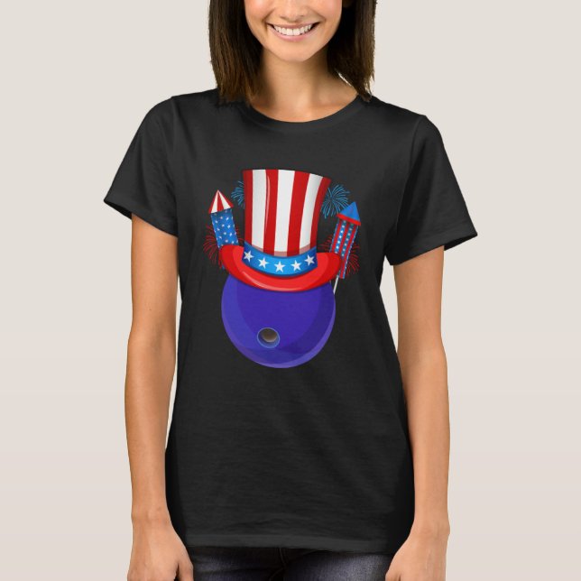 Camiseta Bowling Uncle Sam American Flag Fireworks 4th of J (Frente)