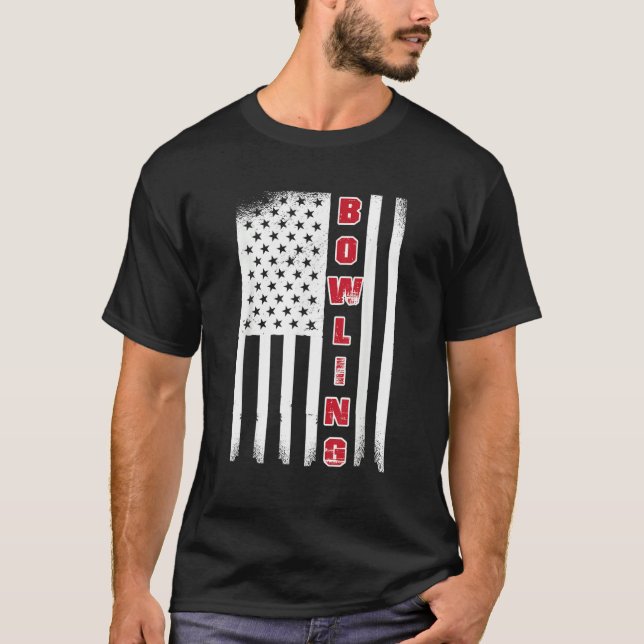 Camiseta Bowling USA flag bowling team bowling ball (Frente)
