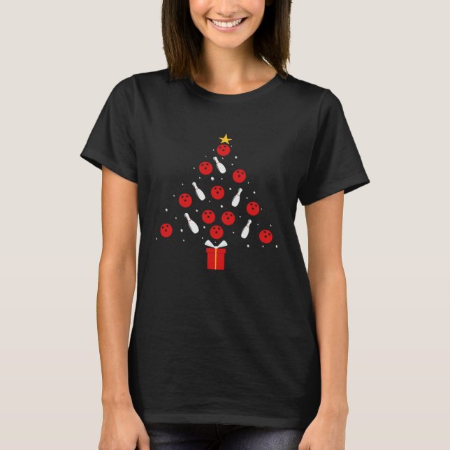 Camiseta Bowling Xmas Tree  Holiday  Bowling  Christmas (Frente)