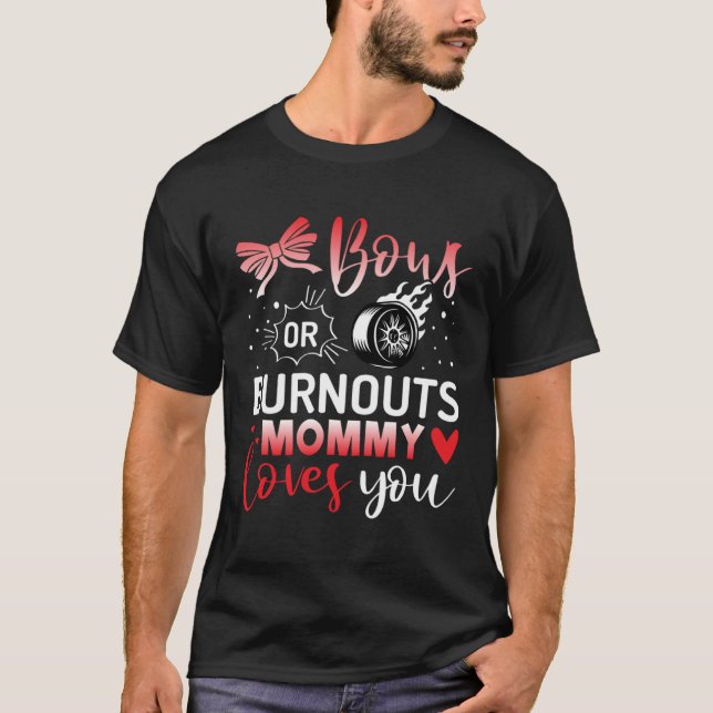 Camiseta Bows or Burnouts Gender Reveal Party Idea (Frente)