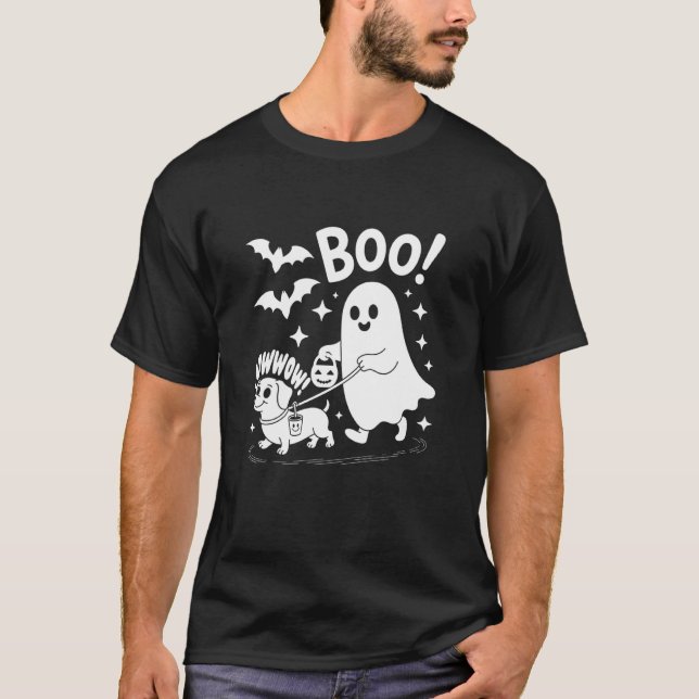 Camiseta Bowwow Boo Desenho Fofo de Fantasma e Cachorro de  (Frente)