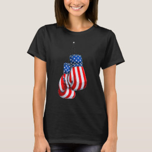 Camiseta Box Luvas Red White Blue American Flag 4th Jul
