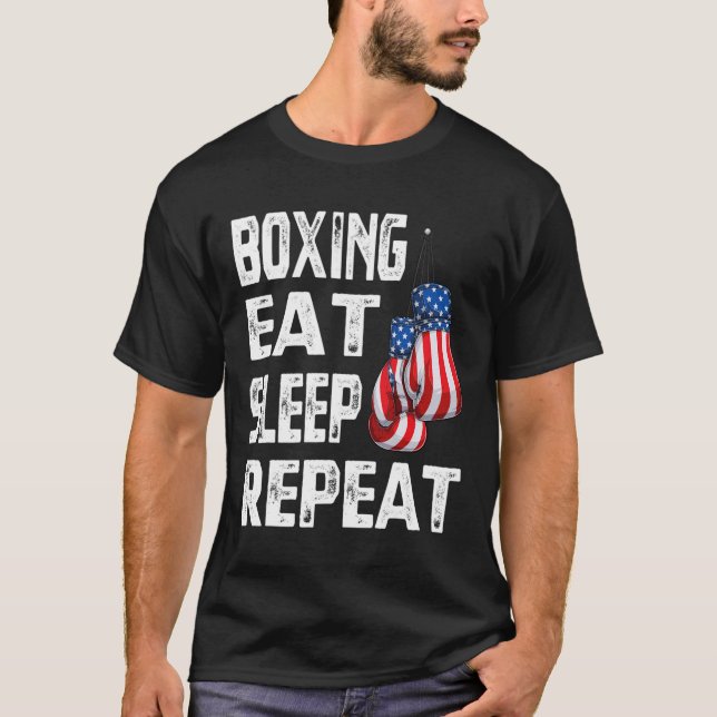 Camiseta Boxe Comer Dormir Repetir Academia Boxeador Kickbo (Frente)