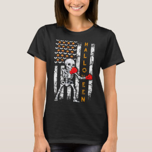 Camiseta Boxe de Esqueleto Halloween Boxeador Kickboxing Mm