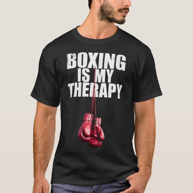 Camiseta Boxe É Minha Terapia Citação Boxe Kickboxing Boxea (Frente)