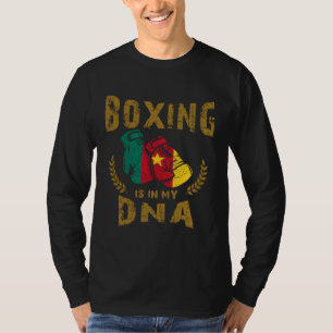 Camiseta Boxe está no meu D N A Bandeira dos Camarões Luvas