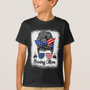 Camiseta Boxe Mãe Coque Desarrumado Bandeira Dos EUA Óculos