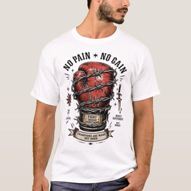 Camiseta Boxe Sem Dor Sem Ganho Motivação (Frente)