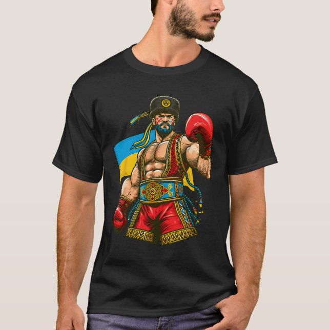 Camiseta Boxeador Ucraniano Bandeira da Ucrânia Boxe  (Frente)