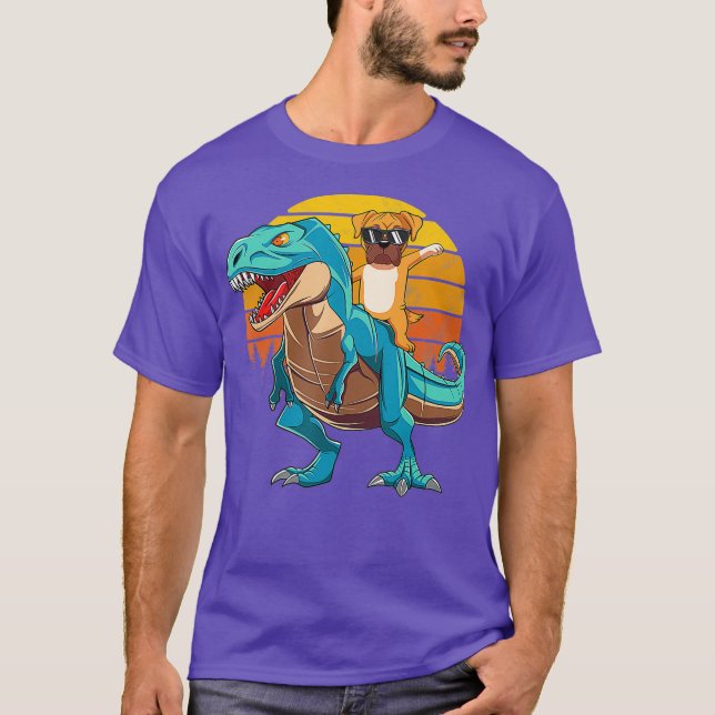 Camiseta Boxeiro Cão Andando Dinossauro T Rex Boys Retro (Frente)