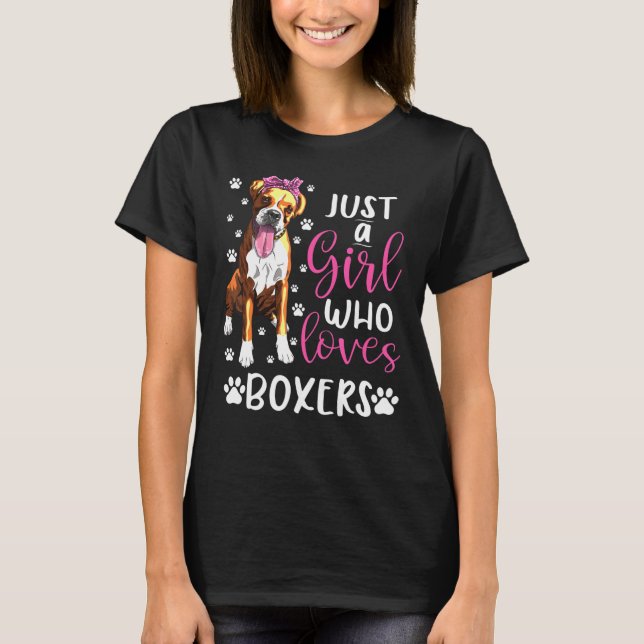 Camiseta Boxer Apenas Uma Menina Que Ama Boxers Cães Menina (Frente)