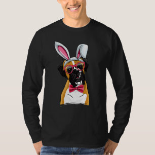 Camiseta Boxer Bunny Ears Óculos Ovos Páscoa Cachorro Coruj