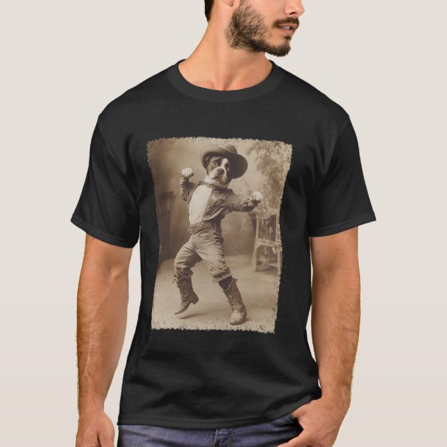 Camiseta Boxer Cachorro Engraçado Caubói Tolo (Frente)