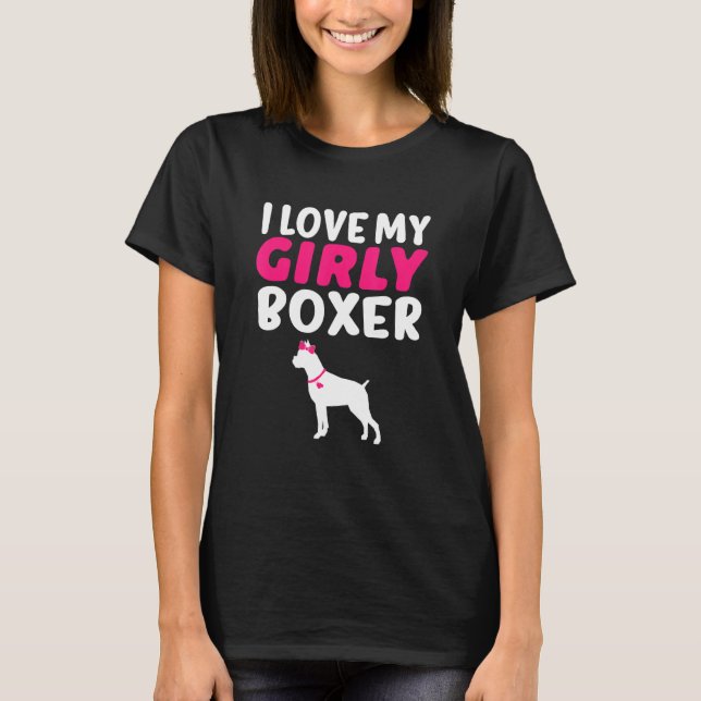 Camiseta Boxer Canine Pet Girl Dog Sexo De Pup Revela Bela (Frente)