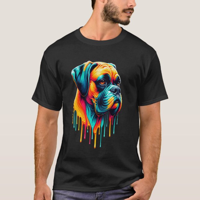 Camiseta Boxer de Arte de Tinta Pingando Boxers (Frente)