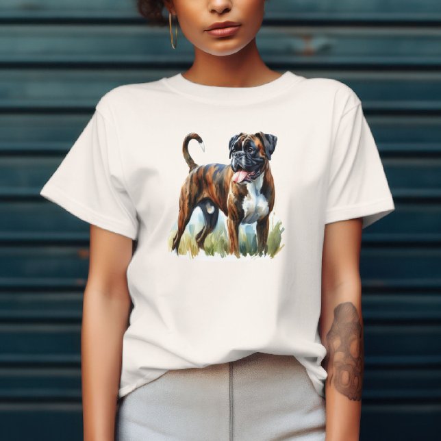 Camiseta Boxer de Brindle apresentado em Watercolor (Criador carregado)
