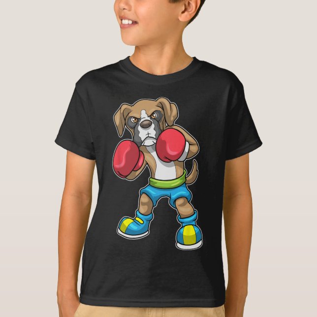 Camiseta Boxer De Cães Boxando Luvas Boxando Para Homens Me (Frente)