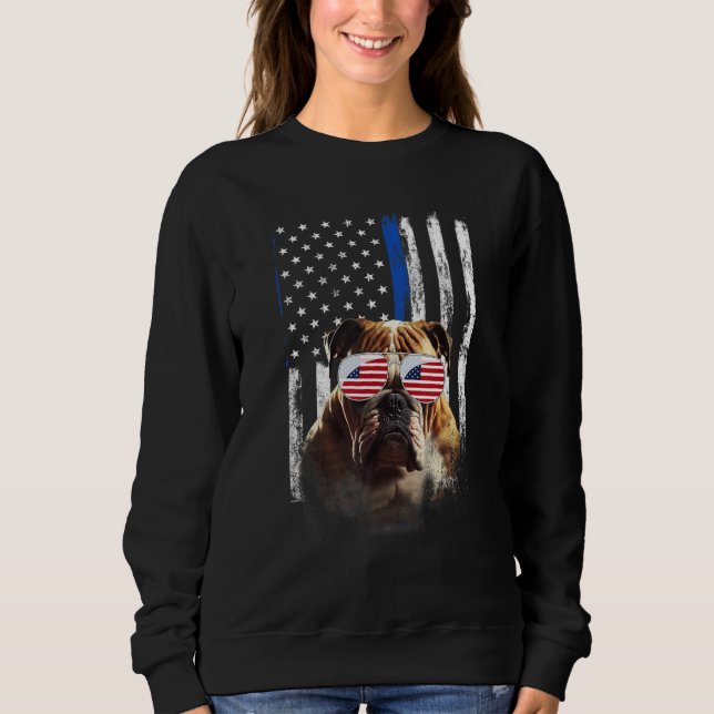 Camiseta Boxer Dog American Flag Patriotic Boxer Dog 4th Of (Frente)