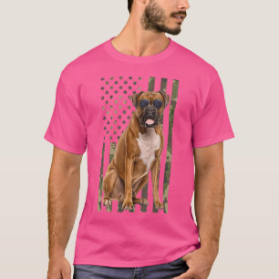 Camiseta Boxer Dog Boxer Pai Mãe Camo Usa Bandeiras Boxões