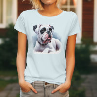 Boxer Dog Branco em Aquarela