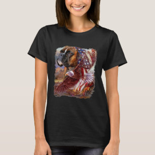 Camiseta Boxer Dog Eagle American Flag 4 julho Independent
