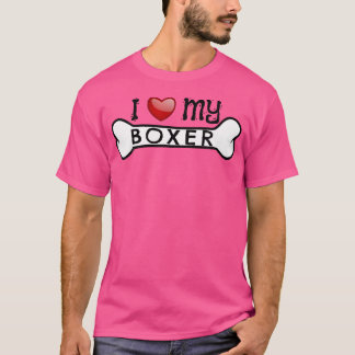 Camiseta Boxer Dog Eu Adoro Meu Boxer Dog Bone Tee