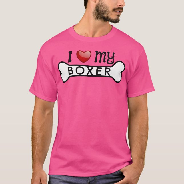 Camiseta Boxer Dog Eu Adoro Meu Boxer Dog Bone Tee (Frente)