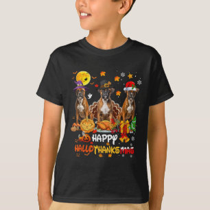 Camiseta Boxer Dog Feliz Dia das Bruxas Feliz de Ação de Gr