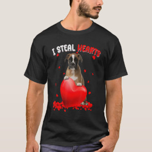 Camiseta Boxer Dog I Roubar Corações Bonitos Dia dos Namora