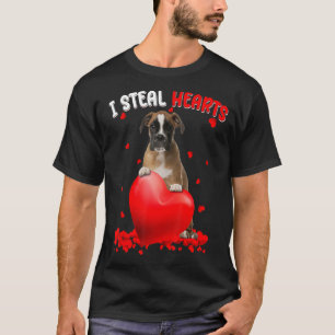 Camiseta Boxer Dog I Roubar Corações Bonitos Dia dos Namora