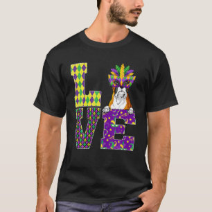 Camiseta Boxer Dog Lover Eu Adoro Mardi Gras Costume Mask