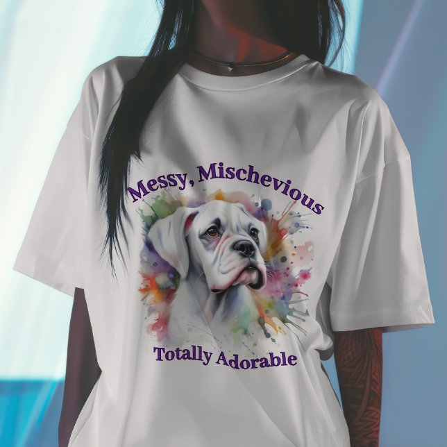 Camiseta Boxer Dog Mischievous Totalmente Adorável (Criador carregado)