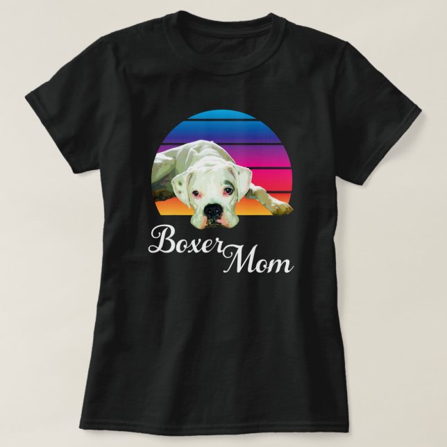 Camiseta Boxer Dog Mom Rainbow Dog Animal Lover Graphic  (Frente do Design)