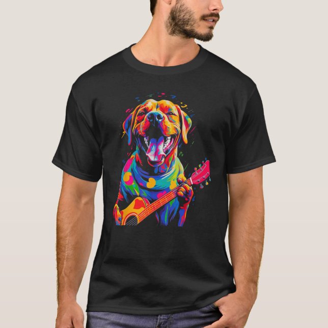 Camiseta Boxer Dog Pop Guitar (Frente)